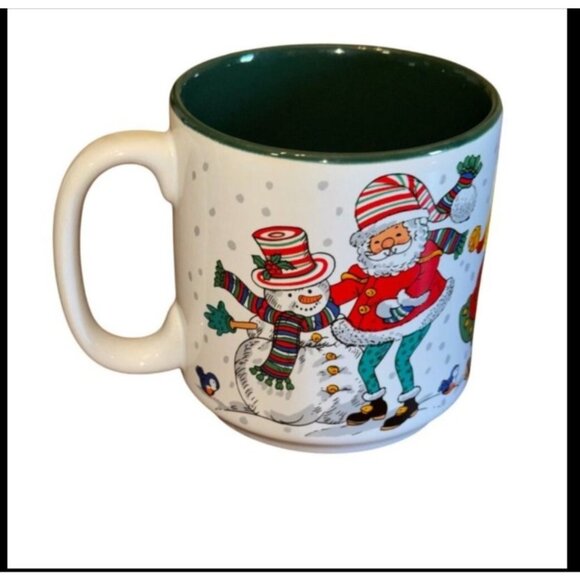 Set Of 4 Christmas Santa & Snowman Design Ceramic Coffee Mugs 4 Inch Tall - Picture 12 of 16
